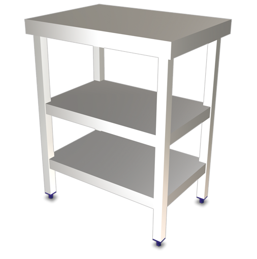 Picture of Central table, constructed in stainless steel, with 2 shelves WxDxH 705x505x853mm