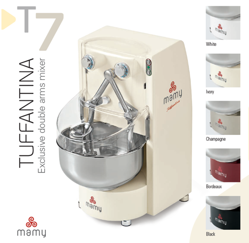 Picture of Mixer with tufted arm T7 by Mamy with fixed bowl - 10LT, +/- 7Kg dough 